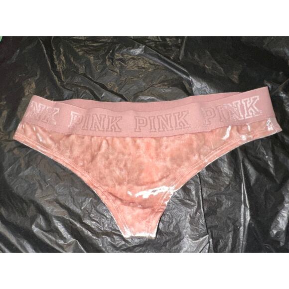 3 BRAND NEW CRUSHED VELVET PINK VICTORIA'S SECRET THONGS S - Picture 4 of 6